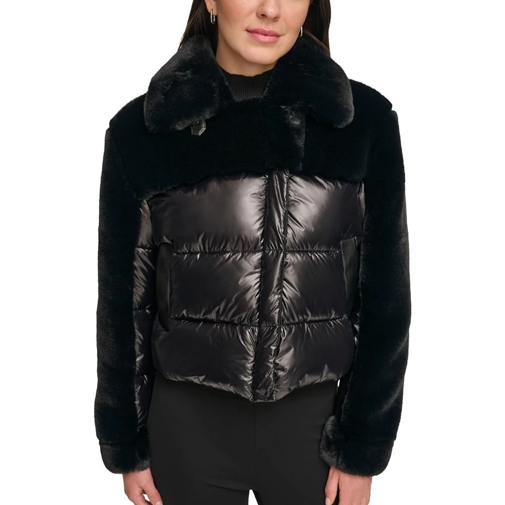 商品DKNY|Women's Fleece-Trim Quilted Puffer Jacket,价格¥268,第4张图片详细描述