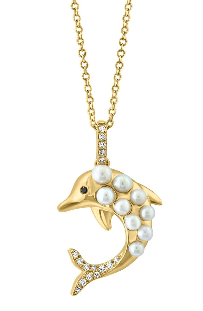 商品Effy|14K Gold Diamond & 2-3mm Cultured Pearl Dolphin Necklace - 0.07 ctw,价格¥4776,第2张图片详细描述