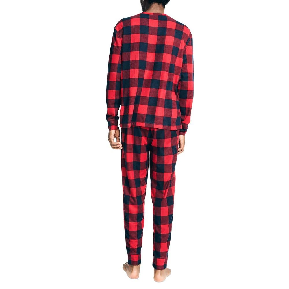 商品Nautica|Men's 2-Pc. Relaxed-Fit Buffalo Plaid Waffle-Knit T-Shirt & Pajama Pants Set,价格¥257,第2张图片详细描述