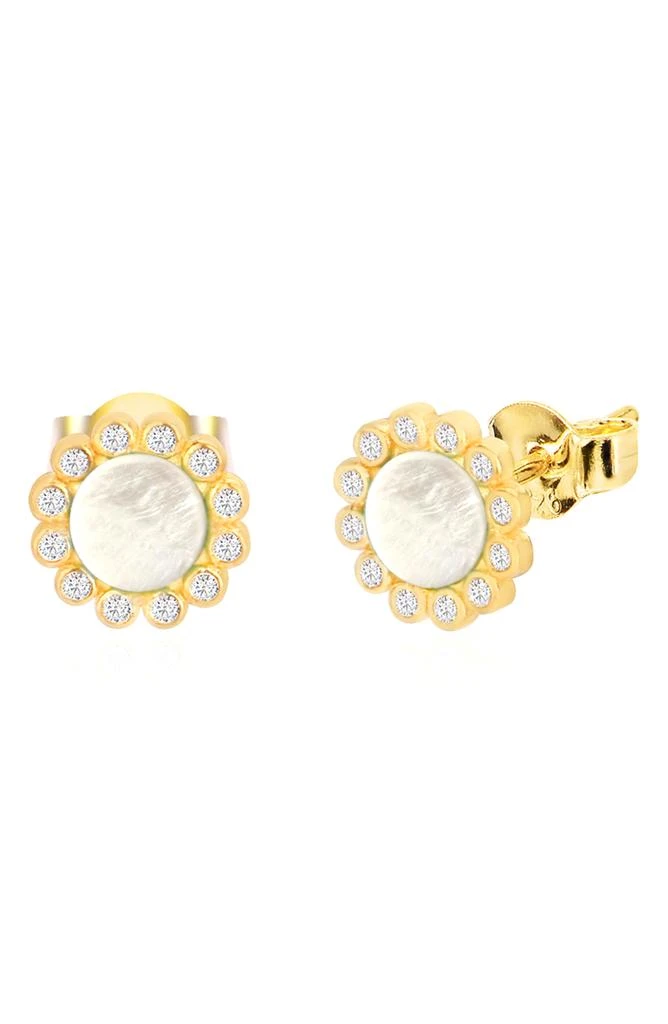 商品Gabi Rielle|Sunlite Pavé CZ & Mother of Pearl Stud Earrings,价格¥227,第1张图片