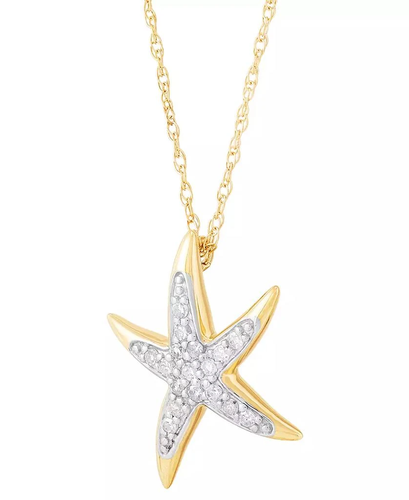 商品Macy's|Diamond Starfish 18" Pendant Necklace (1/10 ct. t.w.) in 10k Gold,价格¥1344,第3张图片详细描述