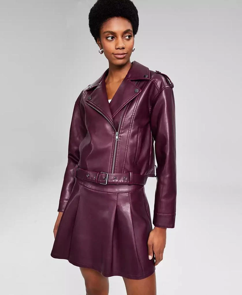 商品And Now This|Women's Faux Leather Long Sleeve Moto Jacket, Created for Macy's,价格¥691,第2张图片详细描述