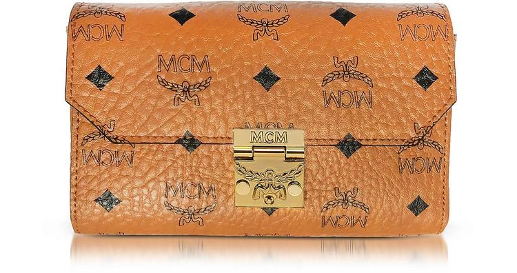 商品MCM|Millie Visetos 干邑色涂层帆布中号瓣斜挎包,价格¥3388,第1张图片