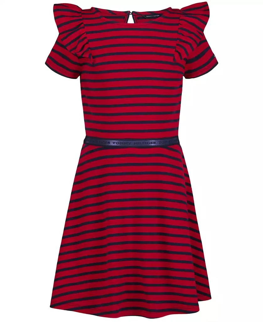 商品Tommy Hilfiger|Toddler and Little Girls Stripe Ruffle Dress,价格¥119,第2张图片详细描述