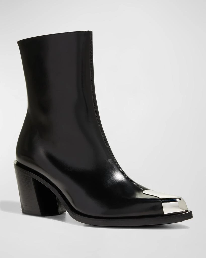 商品Alexander McQueen|Boxcar Calfskin Cap-Toe Ankle Booties,价格¥3928,第4张图片详细描述