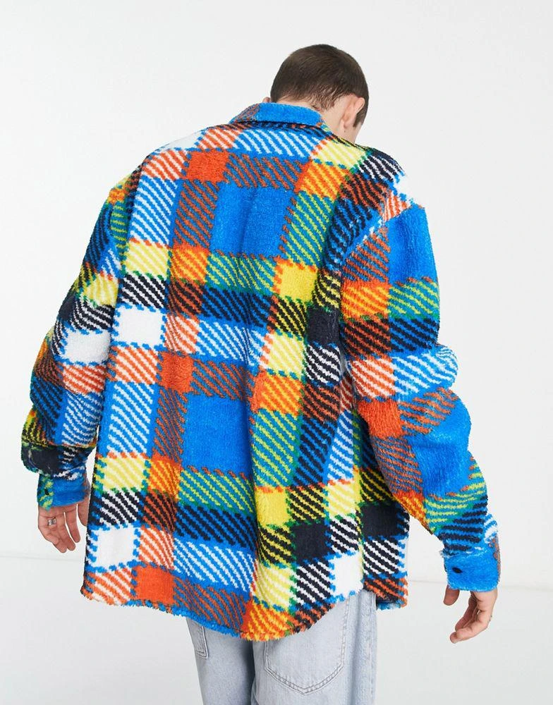 商品ASOS|ASOS DESIGN 90s oversized borg shirt in bright blue check,价格¥187,第2张图片详细描述