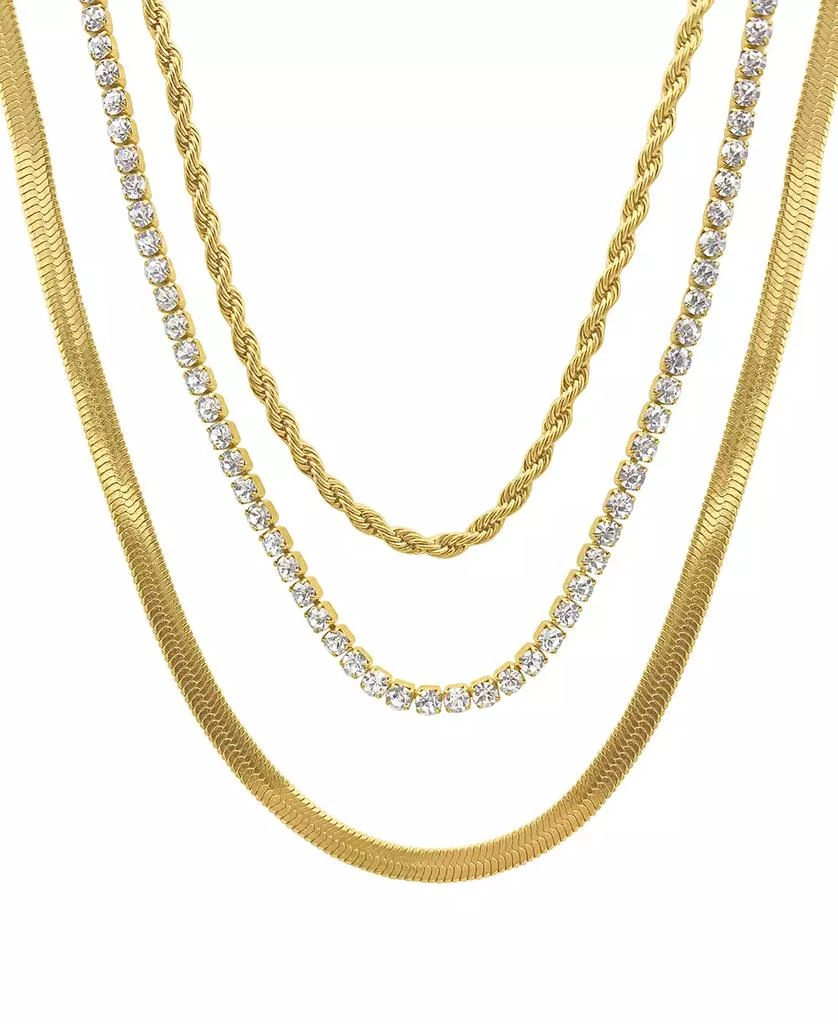 商品ADORNIA|Herringbone Chain, Rope Chain, and Tennis Necklace Set,价格¥165,第1张图片