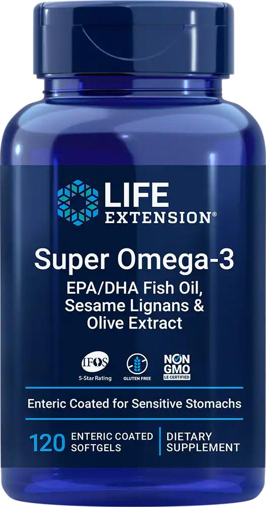 Life Extension | Super Omega-3 EPA/DHA Fish Oil, Sesame Lignans & Olive Extract (120 Enteric-Coated Softgels), Life Extension 195.40元 商品图片