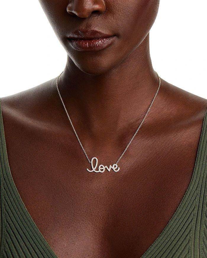 商品Sydney Evan|14K Yellow Gold Diamond Big Love Script Pendant Necklace, 18",价格¥26319,第2张图片详细描述