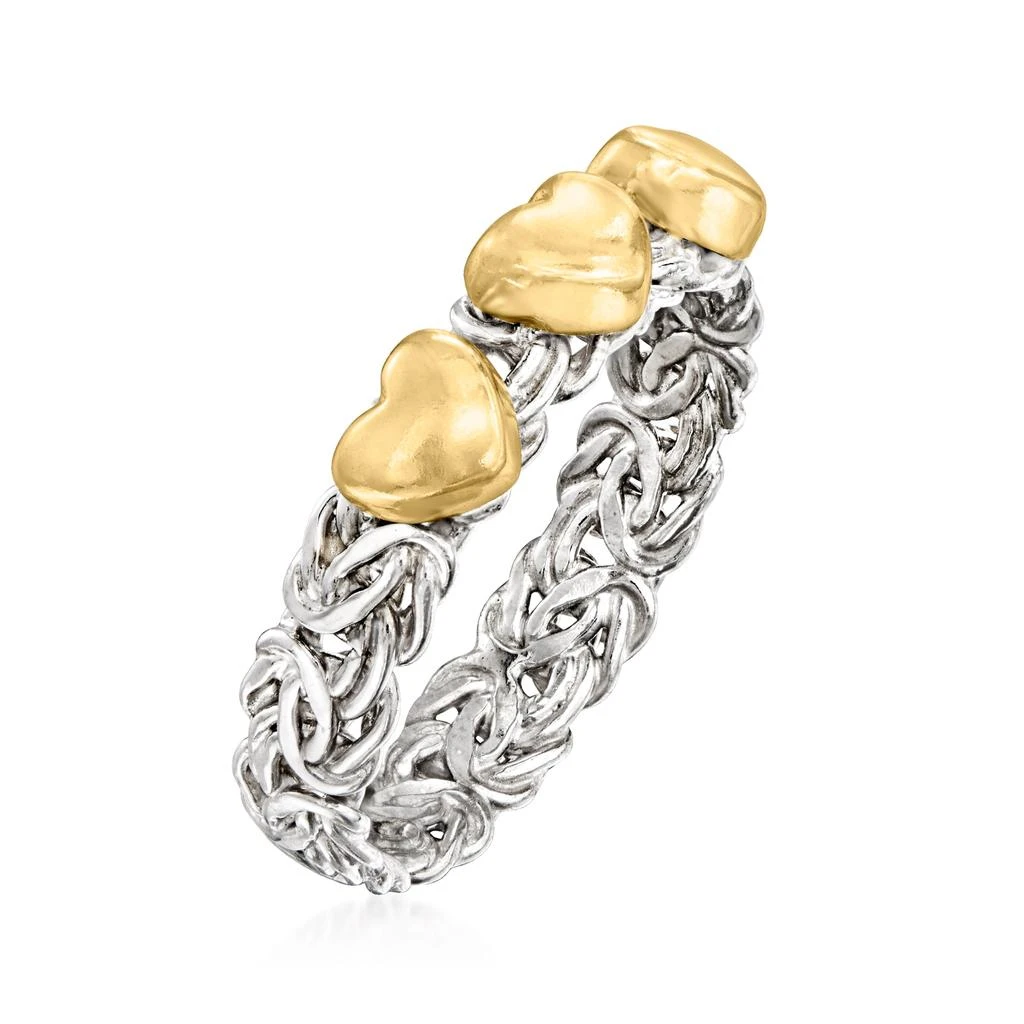 商品Ross-Simons|Ross-Simons Sterling Silver and 14kt Yellow Gold Byzantine Heart Ring,价格¥783,第2张图片详细描述