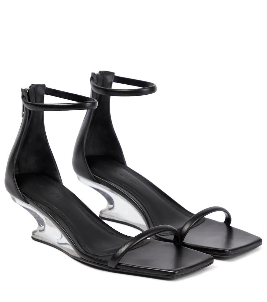 商品Rick Owens|Leather wedge sandals,价格¥6751,第1张图片