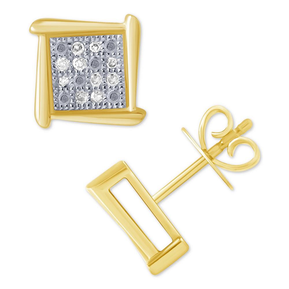 Diamond Accent Square Stud Earrings in 10k White, Yellow or Rose Gold商品第5张图片规格展示