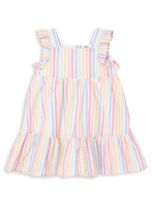 Little Girl’s Rainbow Striped Dress商品第1张图片规格展示