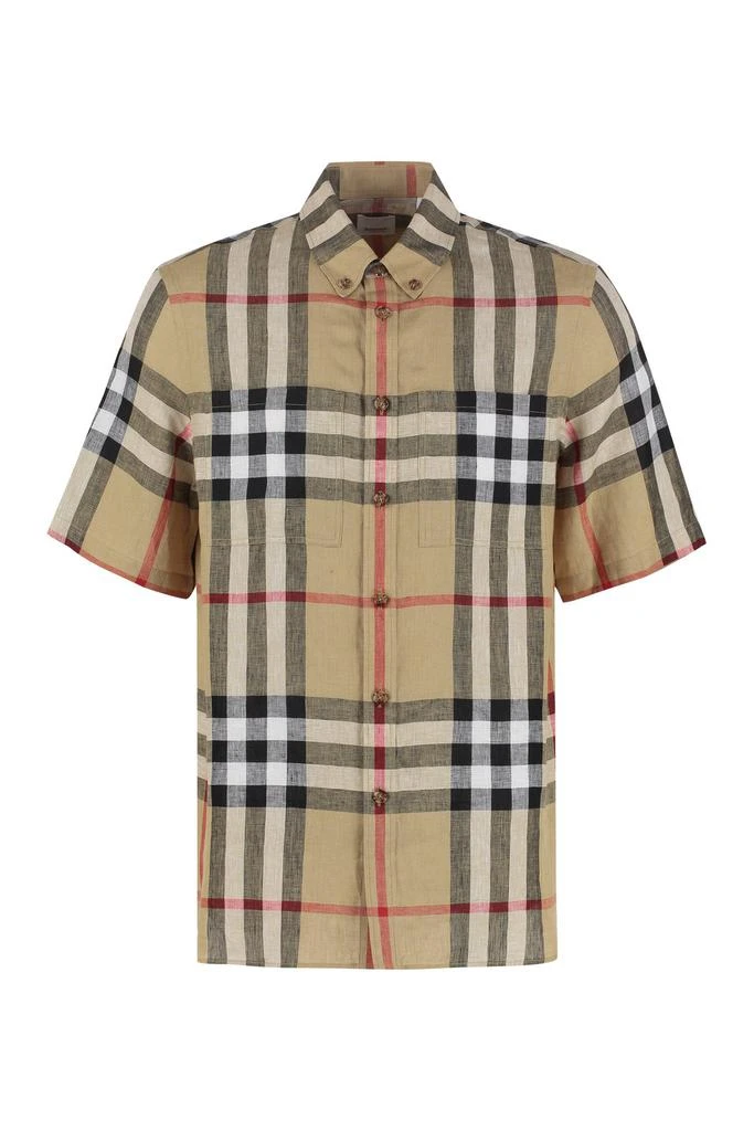 商品Burberry|Burberry Short-Sleeved Check Oversized Shirt,价格¥2540,第1张图片