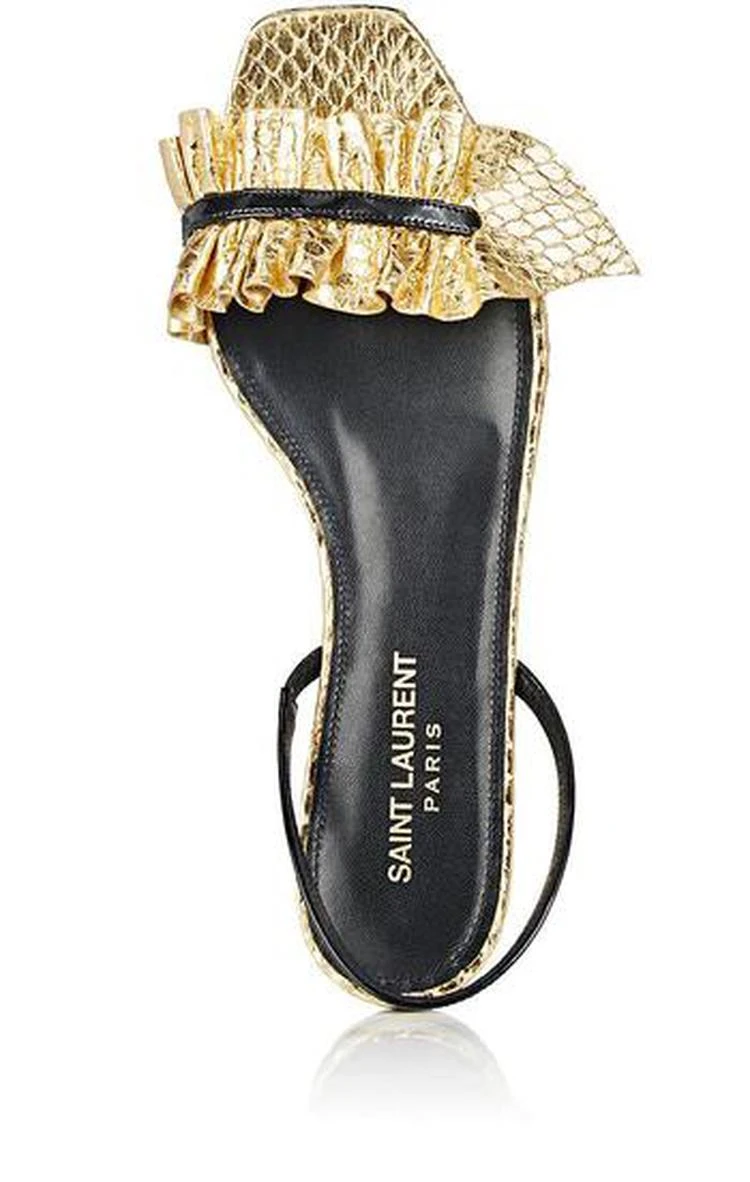 商品Yves Saint Laurent|Nu Pieds Snakeskin & Leather Slingback Sandals,价格¥6655,第4张图片详细描述