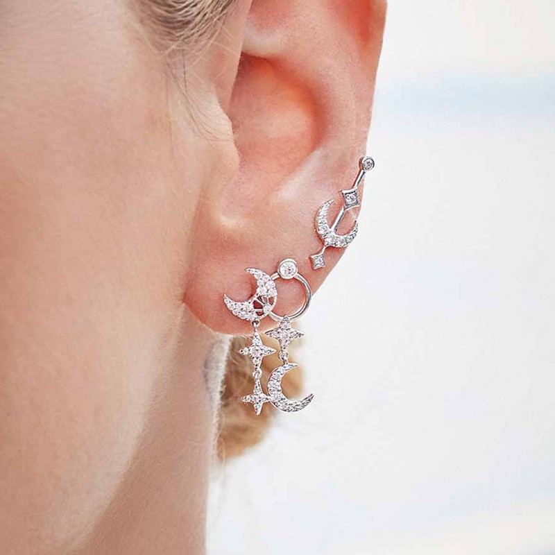 APM Monaco 星月耳钉套装组合 小巧简约气质银饰耳饰 AE12579OX商品第2张图片规格展示