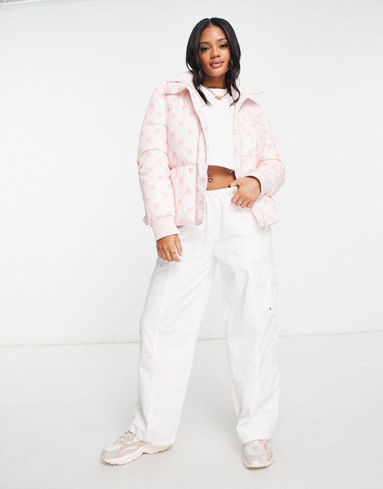 Fila printed puffer jacket with logo in pink商品第4张图片规格展示