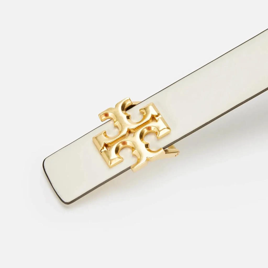 商品Tory Burch|Tory Burch Women's 1” Kira Logo Belt - New Ivory/Gold,价格¥740,第3张图片详细描述