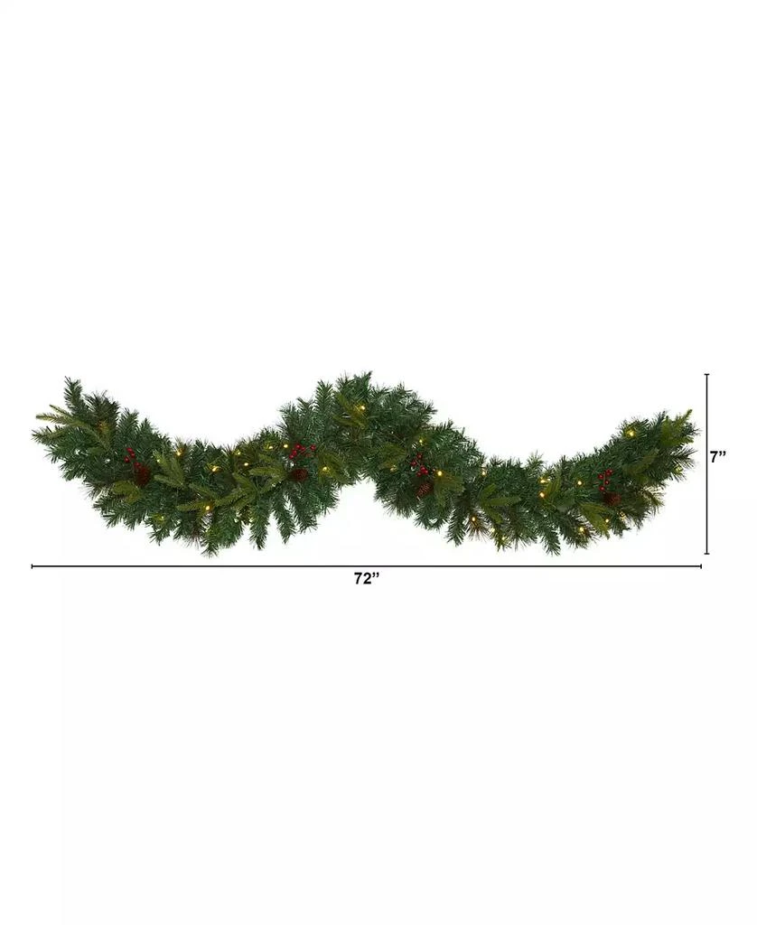 商品NEARLY NATURAL|Mixed Pine Artificial Christmas Garland with Lights, Berries and Pinecones, 72",价格¥430,第2张图片详细描述