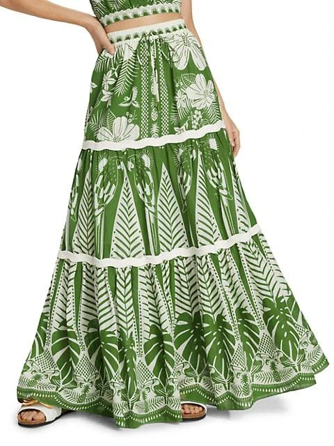商品Farm Rio|Macaw Elegance Tiered Maxi Skirt,价格¥1459,第3张图片详细描述