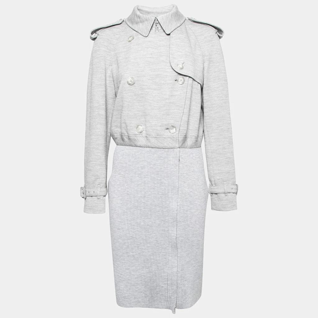 商品[二手商品] Burberry|Burberry Grey Wool Rib Knit Double Breasted Zip Front Coat S,价格¥4849,第1张图片