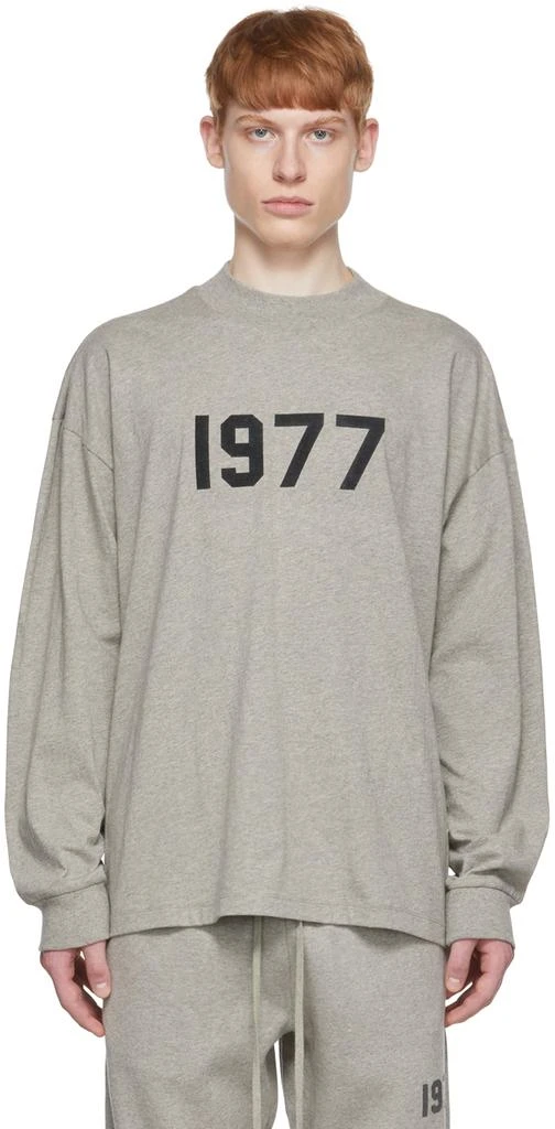 商品Essentials|Gray Cotton Long Sleeve T-Shirt,价格¥451,第1张图片