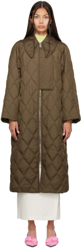 商品Ganni|Brown Quilted Coat,价格¥2992,第1张图片