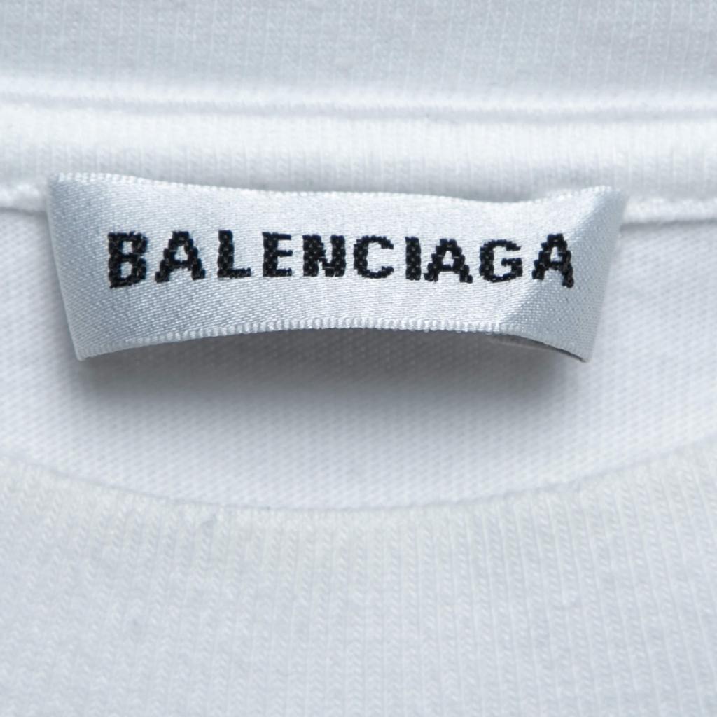 Balenciaga White Logo Print Cotton Crewneck T-Shirt XS商品第4张图片规格展示