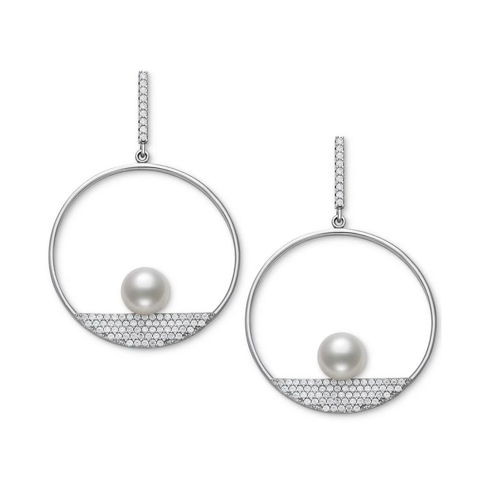 商品Belle de Mer|Cultured Freshwater Button Pearl (7mm) & Cubic Zirconia Pavé Circle Drop Earrings, Created for Macy's,价格¥2231,第3张图片详细描述
