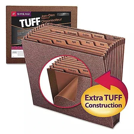 商品Smead|Smead 12 Pocket Jan-Dec TUFF Accordion Expansion File, Open Top, Letter, Redrope,价格¥122,第2张图片详细描述