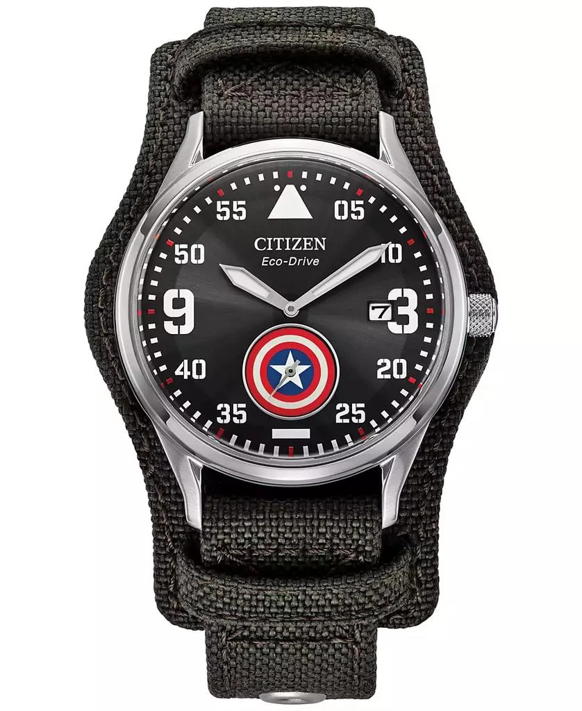 商品Citizen|Eco-Drive Men's Marvel Captain America Forever Gray Fabric Strap Watch 40mm,价格¥2260,第1张图片