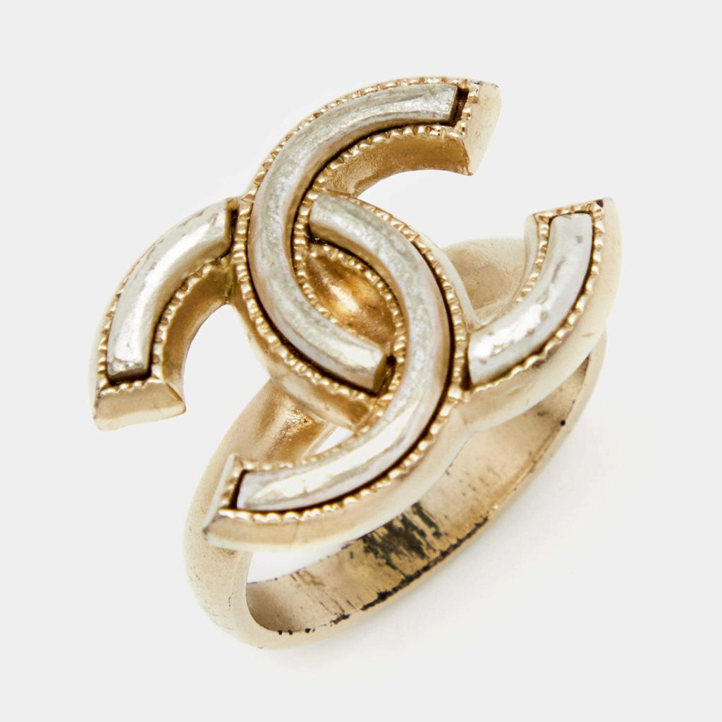 Chanel Pale Gold Tone CC Motif Ring EU 51商品第3张图片规格展示