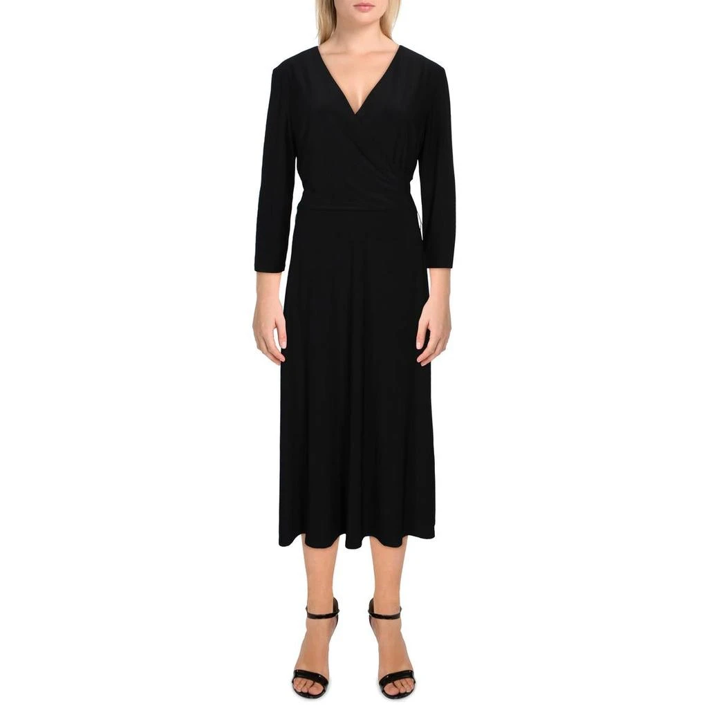 商品Ralph Lauren|Lauren Ralph Lauren Womens Carlyna Surplice V-Neck Midi Dress,价格¥245,第1张图片