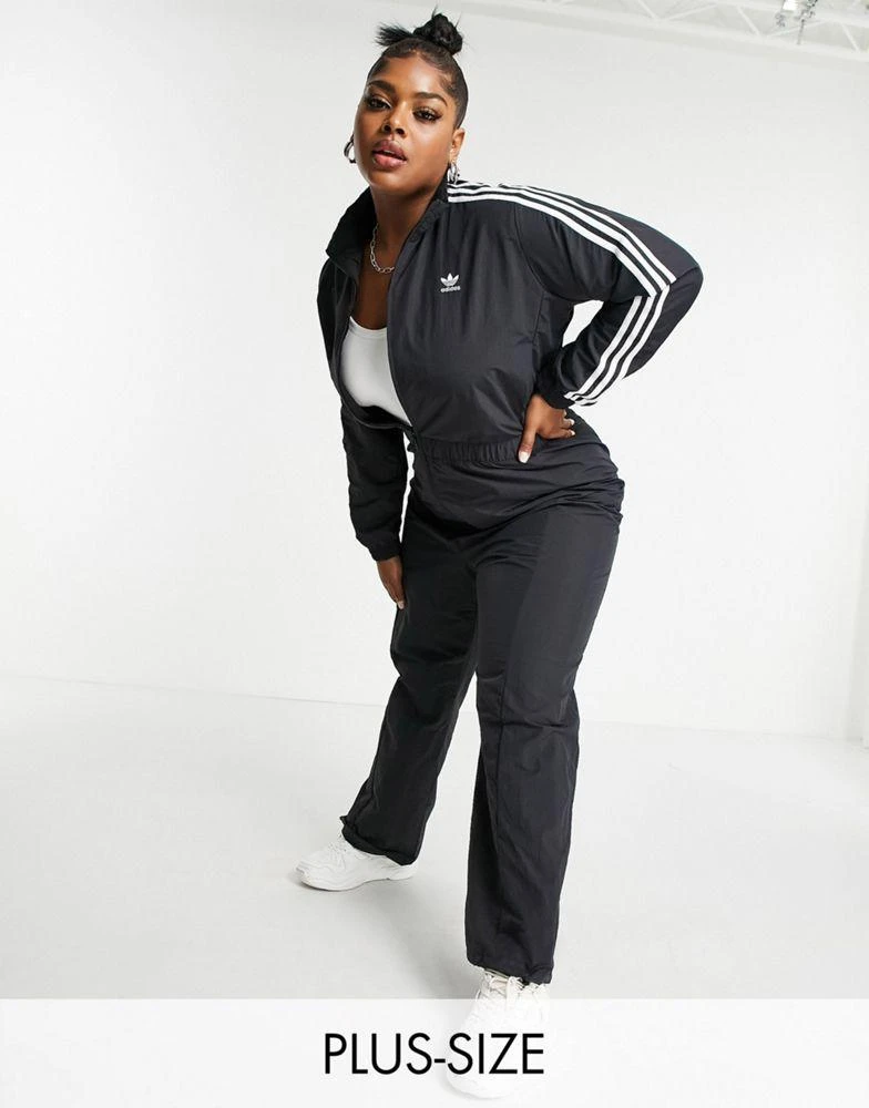 商品Adidas|adidas Originals Plus adicolor three stripe boilersuit in black,价格¥443,第1张图片