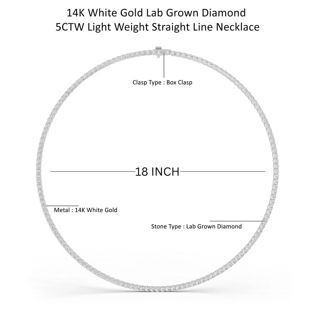 商品Diamond2Deal|14K Gold Lab Grown Diamond Straight Line Tennis Necklace 18" 5 Ct,价格¥27968,第4张图片详细描述