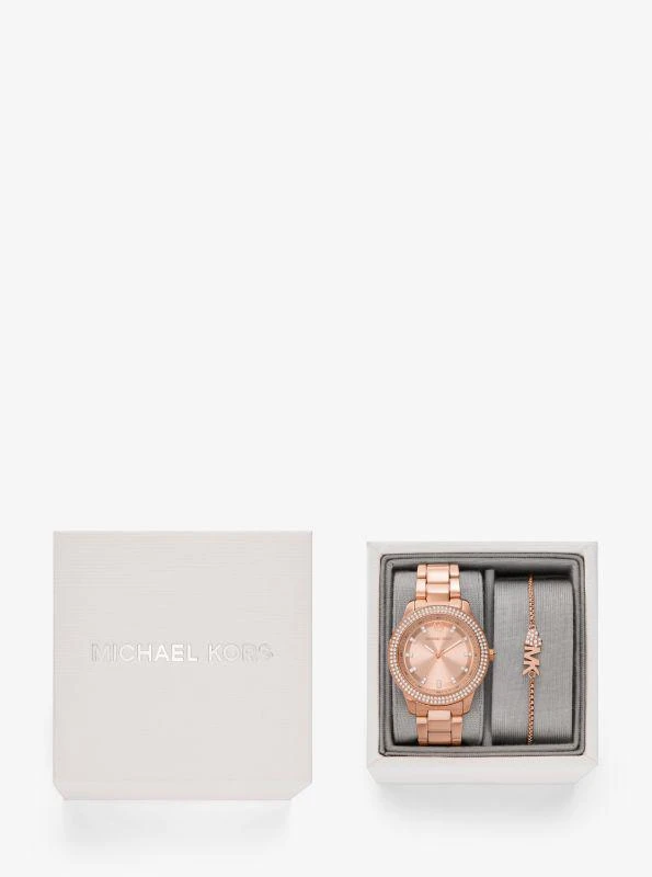 商品Michael Kors|Mini Tibby Rose Gold-Tone Pavé Watch and Bracelet Gift Set,价格¥1490,第4张图片详细描述