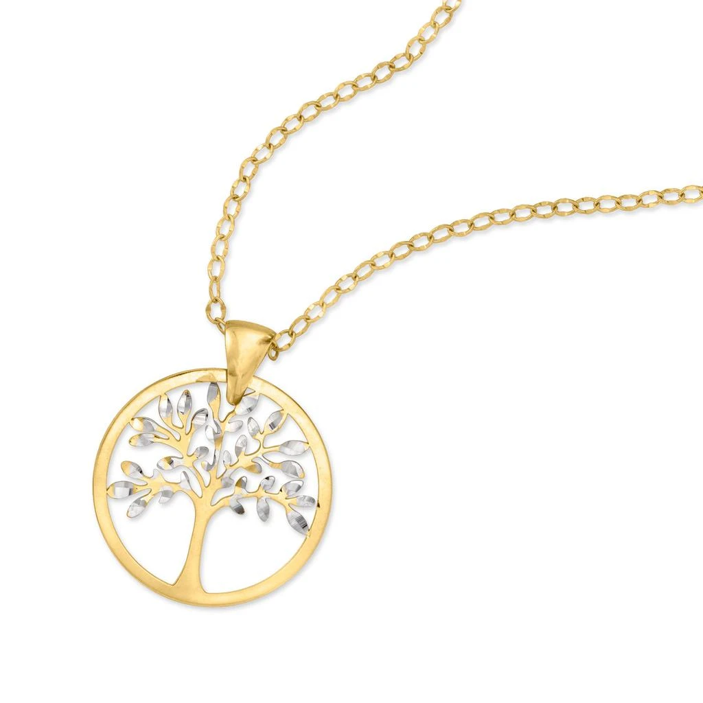 商品Ross-Simons|Italian 18kt 2-Tone Gold Cut-Out Tree Of Life Pendant Necklace,价格¥4167,第3张图片详细描述