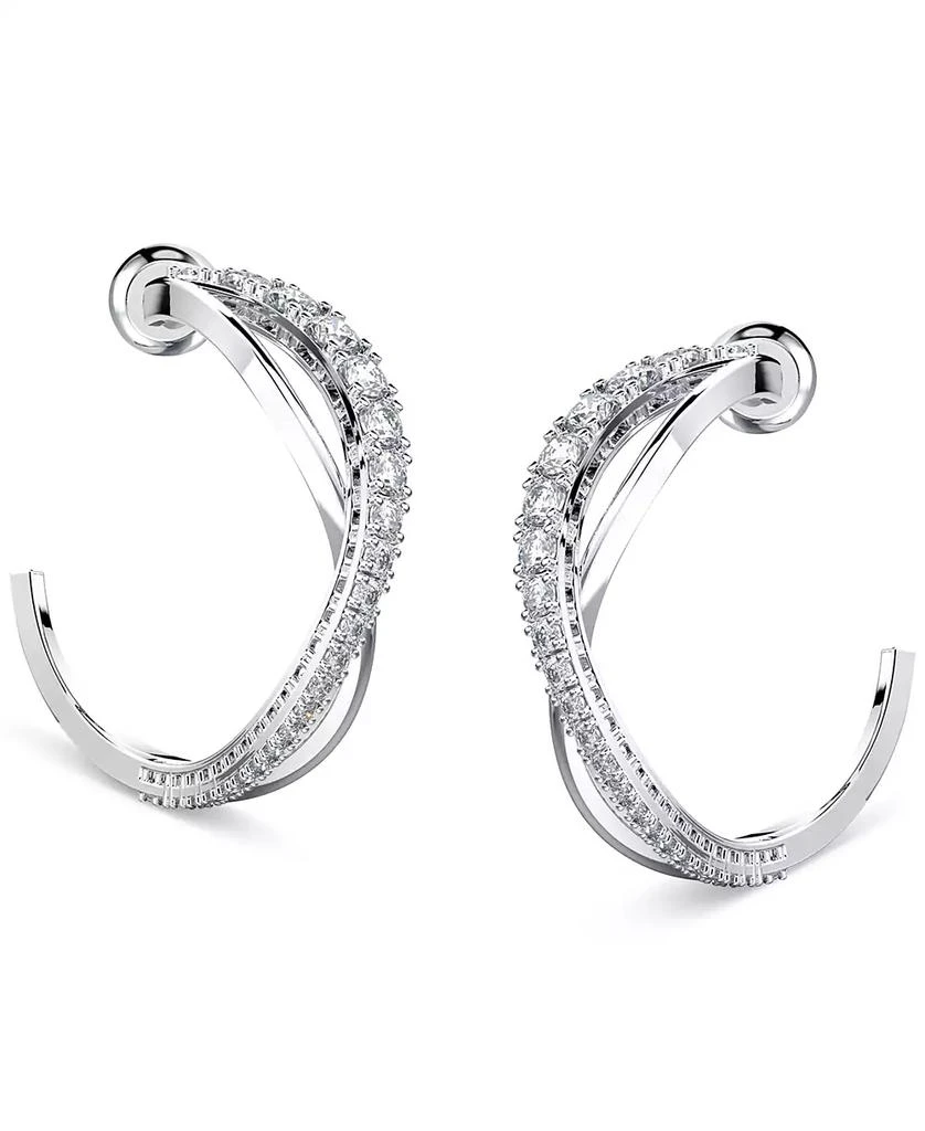 商品Swarovski|Silver-Tone Small Crystal Intertwined Open Hoop Earrings, 1",价格¥774,第1张图片