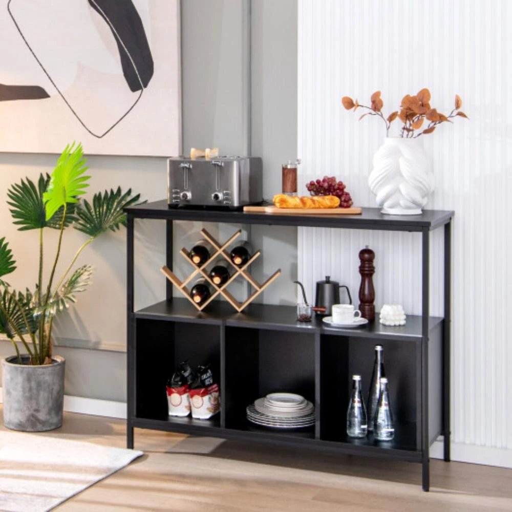 商品Hivvago|Modern Kitchen Buffet Sideboard with 3 Compartments-Black,价格¥1432,第2张图片详细描述
