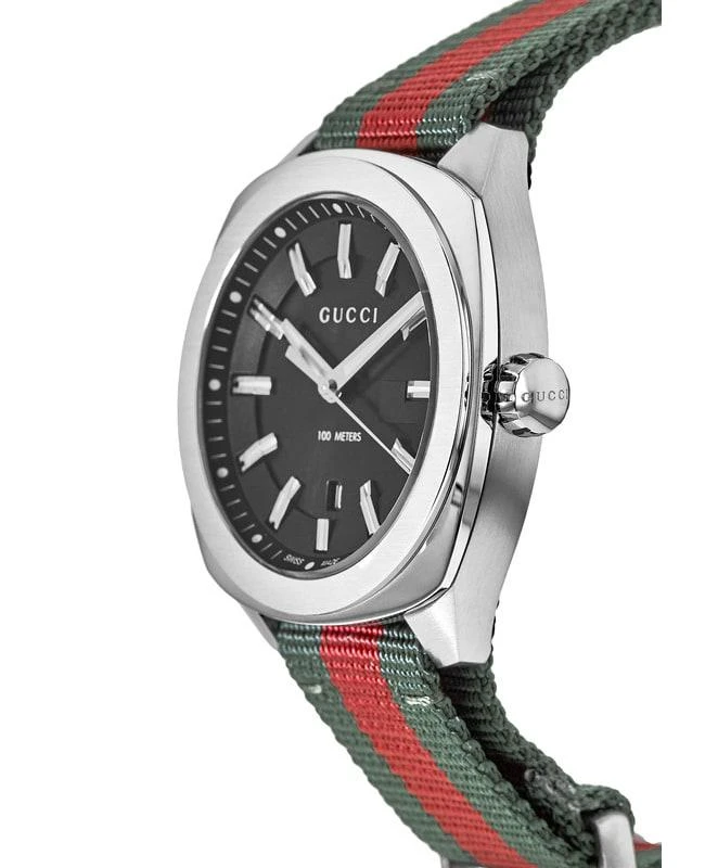 商品Gucci|Gucci GG2570 Black Dial Green/Red Nylon Strap Men's Watch YA142305,价格¥6700,第3张图片详细描述