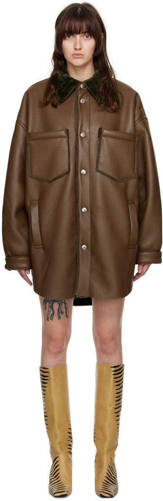 Brown Mathis Vegan Leather Jacket商品第1张图片规格展示