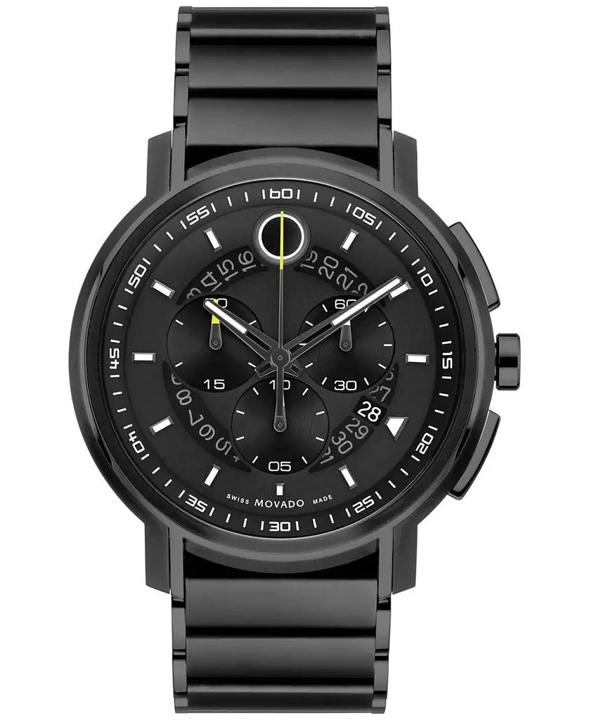 商品Movado|Men's Swiss Chronograph Strato Gray Black PVD Bracelet Watch 44mm,价格¥11389,第1张图片