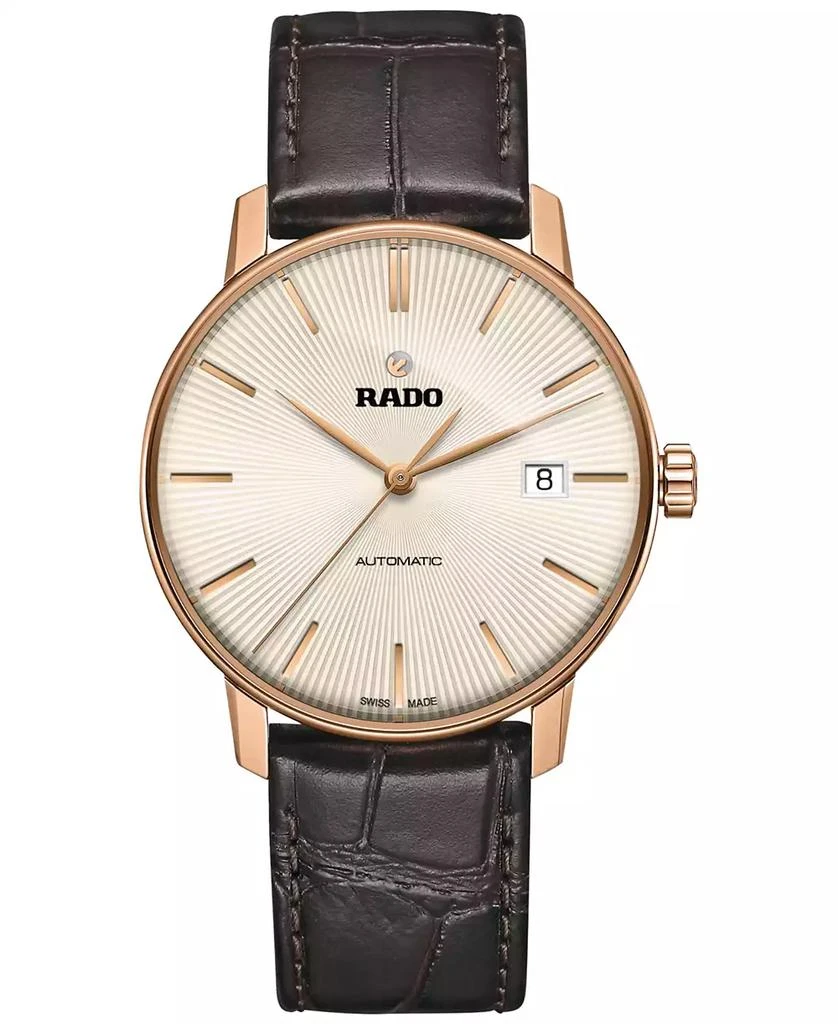 商品Rado|Men's Swiss Automatic Coupole Classic Dark Brown Leather Strap Watch 38mm R22861115,价格¥9359,第1张图片