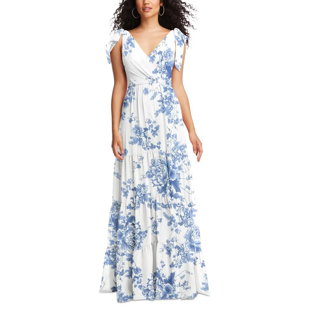 商品Social Bridesmaids|Women's Bow-Shoulder Pleated-Bust Gown,价格¥1422,第1张图片