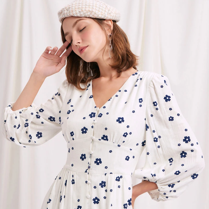 Emilee连衣裙 - 象牙白 | Emilee Dress - Ivory Print 商品