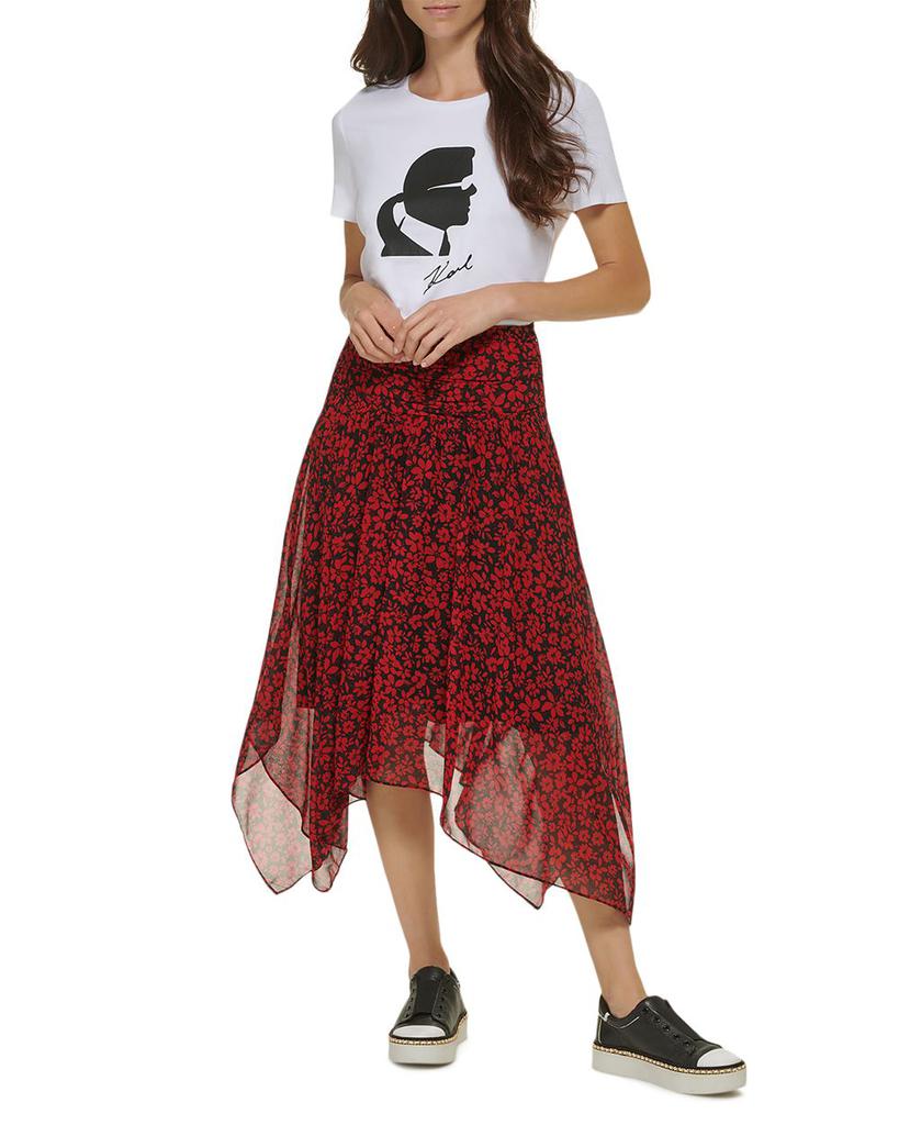Ruched Floral Print Midi Skirt商品第4张图片规格展示