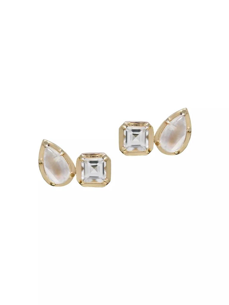 商品Anzie|Mélia 14K Yellow Gold, Moonstone & Clear Topaz Toi Et Moi Stud Earrings,价格¥4308,第1张图片