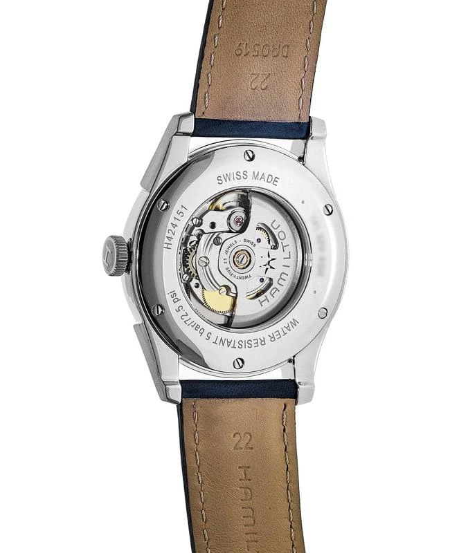 商品Hamilton|Hamilton American Classic Spirit of Liberty Auto Grey Dial Blue Leather Strap Men's Watch H42415691,价格¥6765,第2张图片详细描述