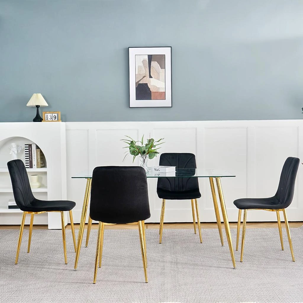 商品Streamdale Furniture|Streamdale Set of 4 Modern Black Dining Chairs,价格¥2670,第3张图片详细描述