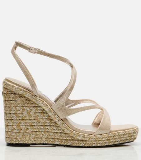 商品Jimmy Choo|Ayla 110金属感皮革坡跟鞋,价格¥9005,第4张图片详细描述